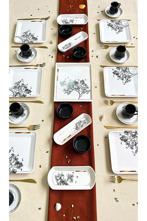 Dilek Ağacı 27 Parça 6 Kişilik Lüx Kahve Fincanlı Kahvaltı Takımı